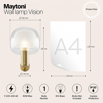 Бра на 1 лампу Maytoni MOD411WL-01G